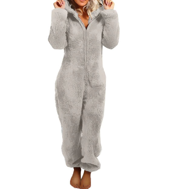 Dames Teddy Onesie met Beren Oortjes Zacht en Comfortabel