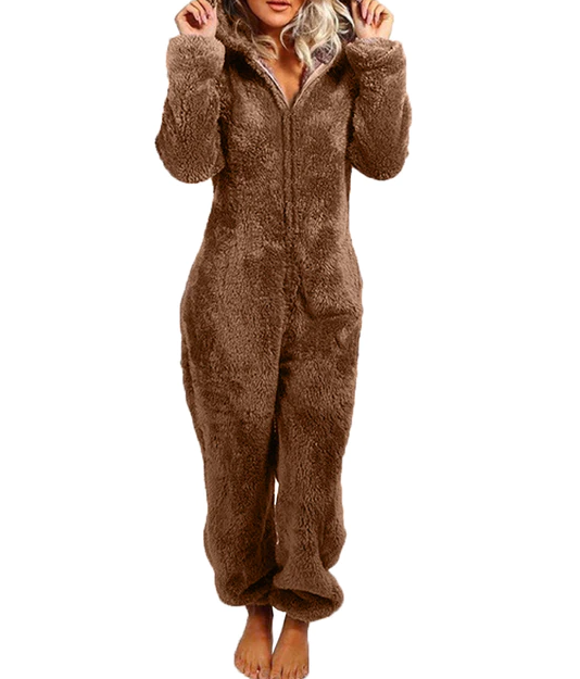 Dames Teddy Onesie met Beren Oortjes Zacht en Comfortabel