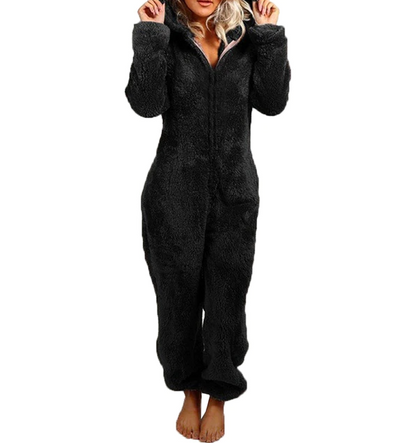 Dames Teddy Onesie met Beren Oortjes Zacht en Comfortabel