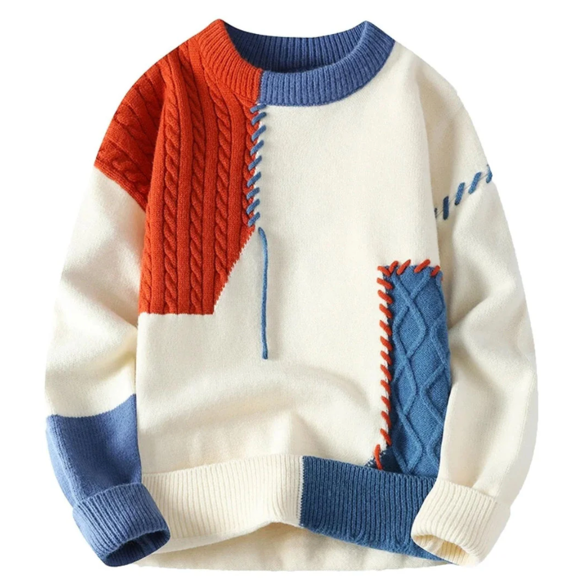 Dames Pullover Patchwork Comfortabele Pasvorm - Mode Vibes
