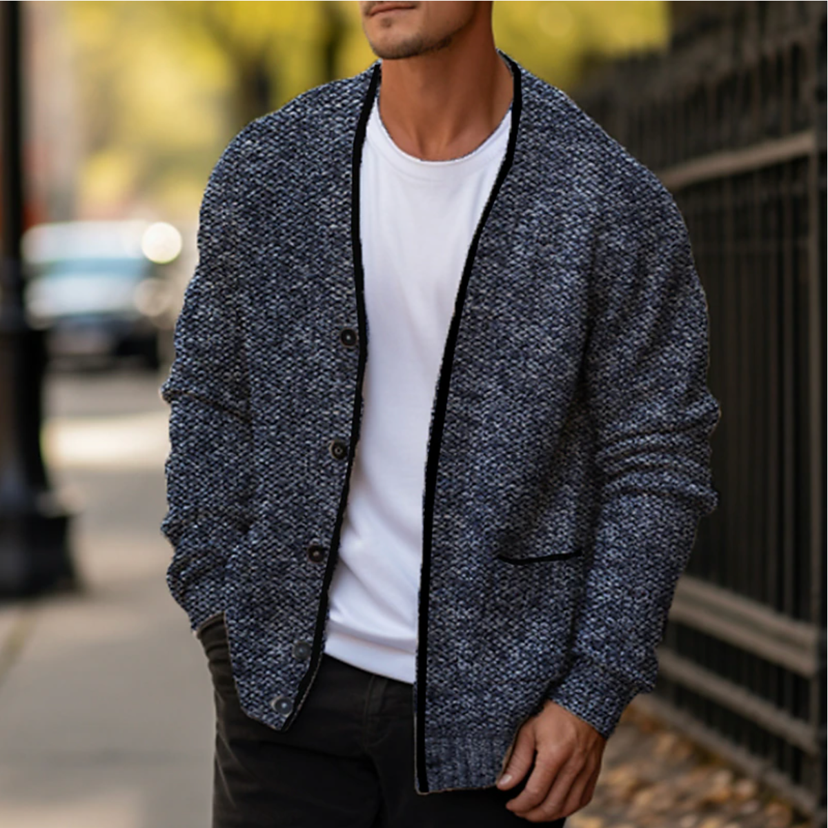 Heren Gebreid Vest – Warme Cardigan voor Herfst en Winter