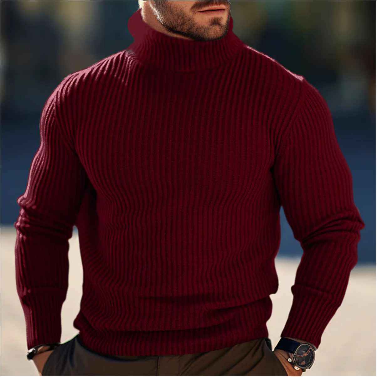Heren Coltrui – Zachte Gebreide Trui voor Herfst & Winter