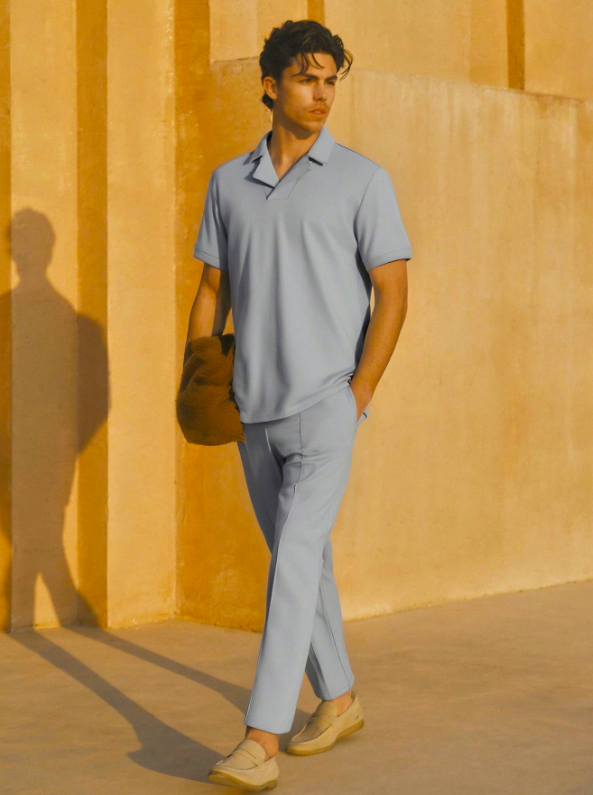 Heren Zomeroutfit Grijze Korte Broek met Hemd - Mode Vibes