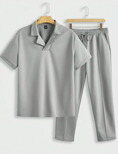 Heren Zomeroutfit Grijze Korte Broek met Hemd