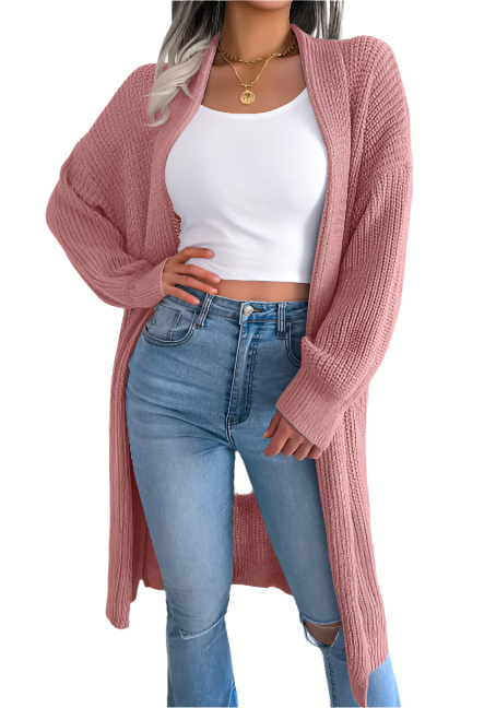 Dames Casual Kasjmier Gebreid Vest met Lange Mouwen