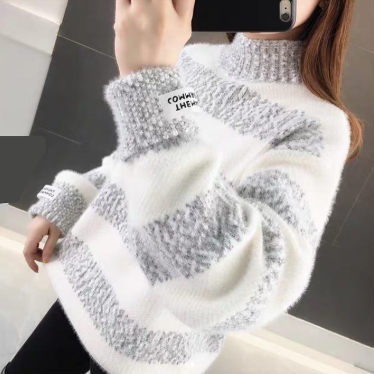 Juliane | Maglione a collo alto in cotone a righe