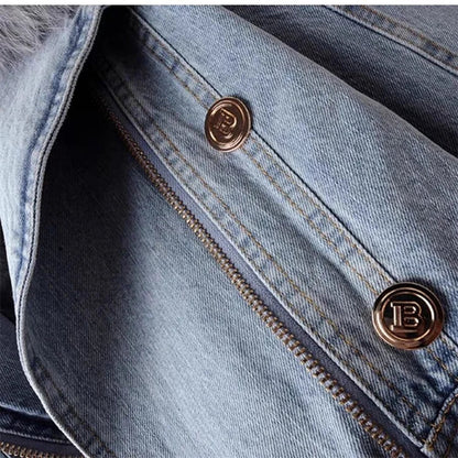 Diana | Giacca in denim con collo in pelliccia sintetica