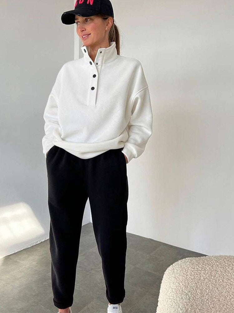 Zachte Fleece Sweatshirt Set voor Vrouw - Mode Vibes