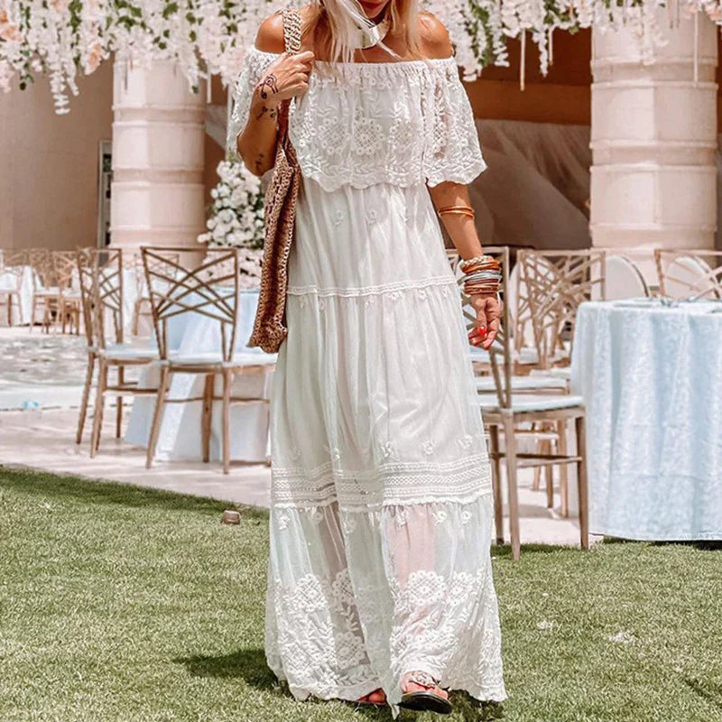 Boho Jurk Geborduurd Kant Vrouwen Jurk - Mode Vibes