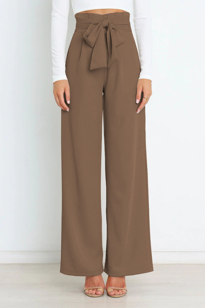 Hoge Broek met Strikceintuur en Wijde Pijpen voor Vrouw