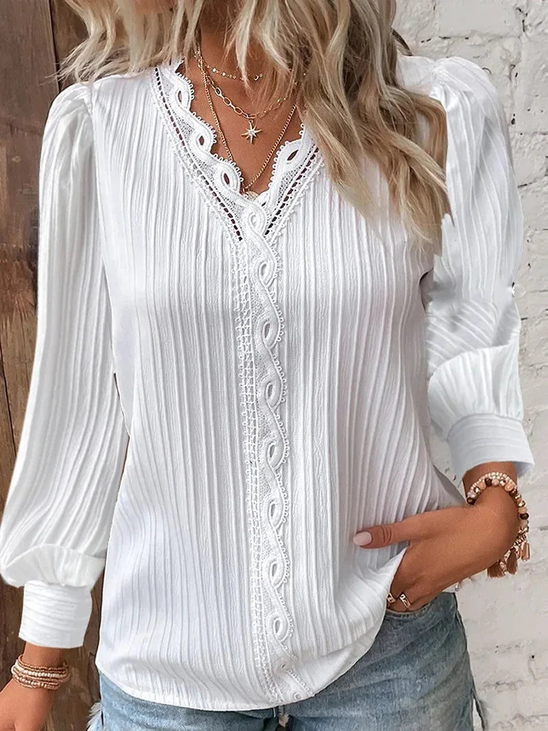 Elegante Dames Blouse met Vrouwelijke Snit - Mode Vibes