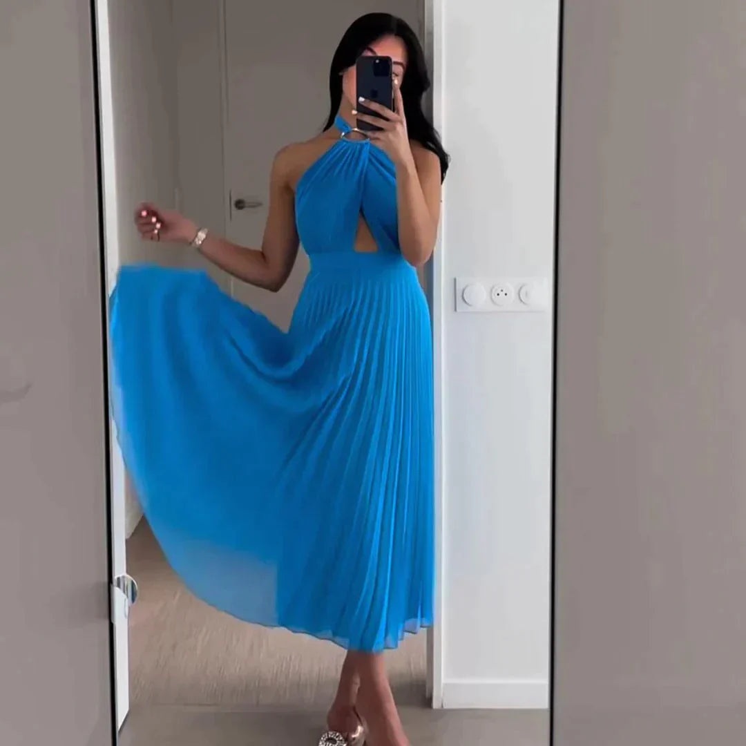 Blauwe Jurk Elegante Avondjurk voor Vrouw