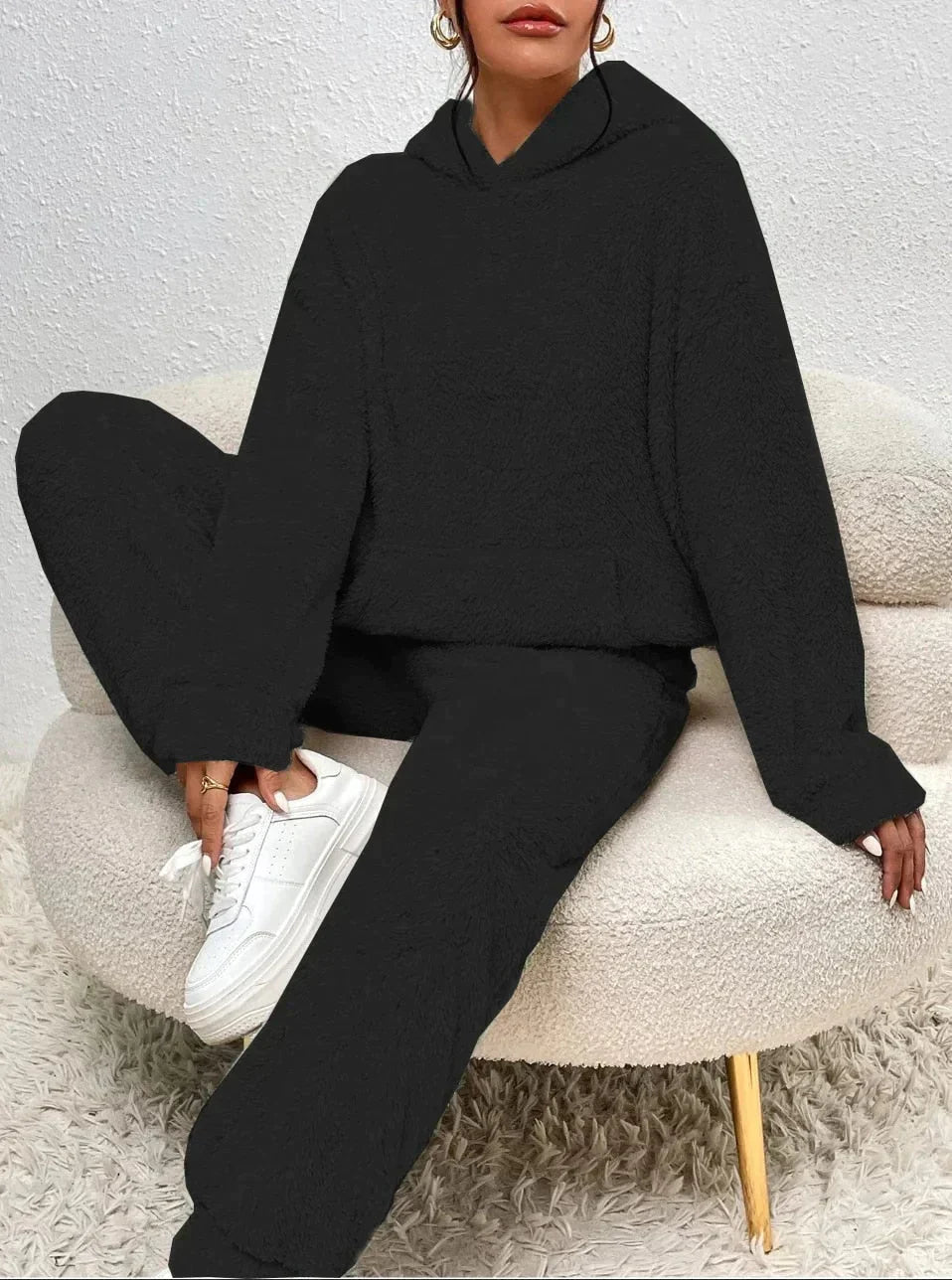 Zachte Teddy Jas en Broek Set met Capuchon