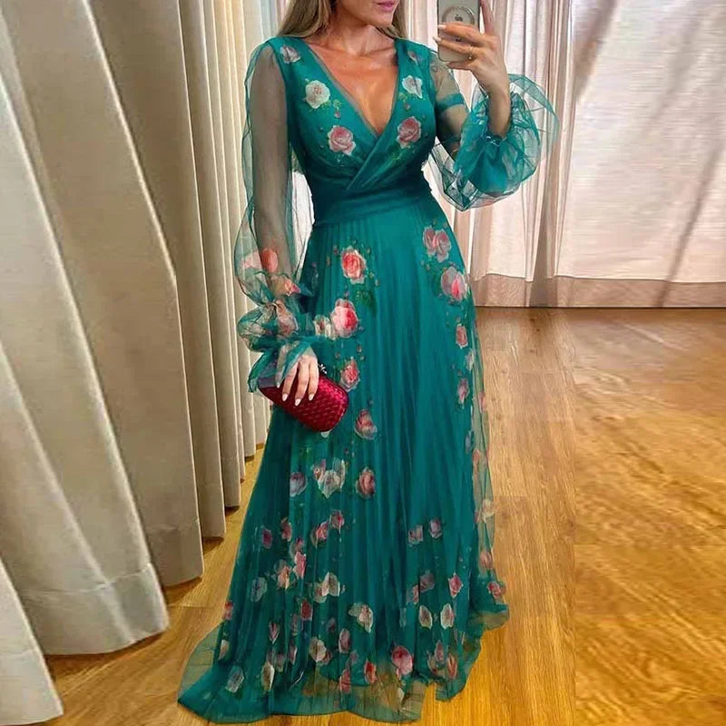 Bohemien Jurk Dames V-hals Geplooid Zomerjurk