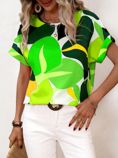 Vrouwelijke Blouse Korte Mouwen Leuke Print