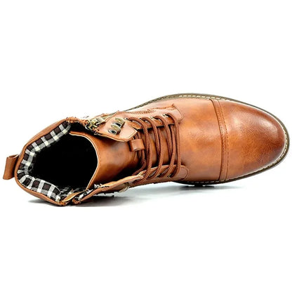 Leren Herenboots Robuust met Vetersluiting en Gesp