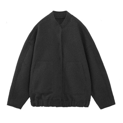Wollen Mantel Oversized Ronde Hals Knopen Dame