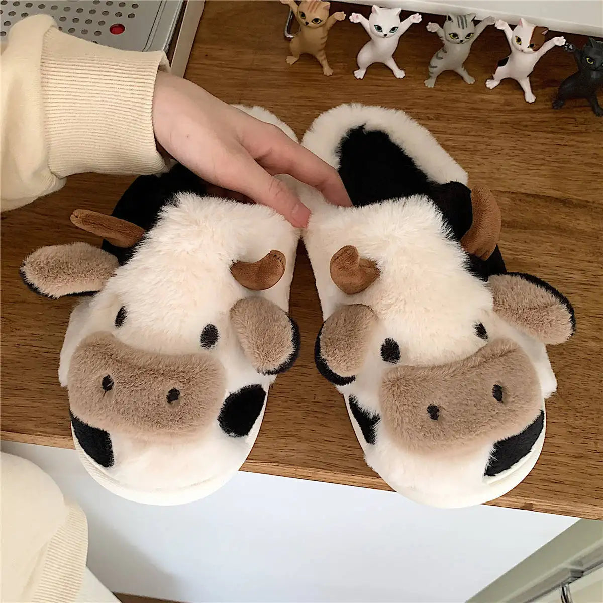 Koe Pantoffels Pluche Warm Grappig