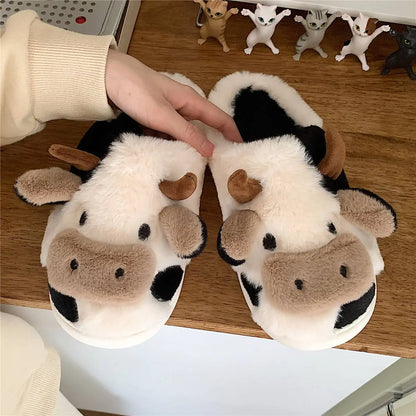 Koe Pantoffels Pluche Warm Grappig