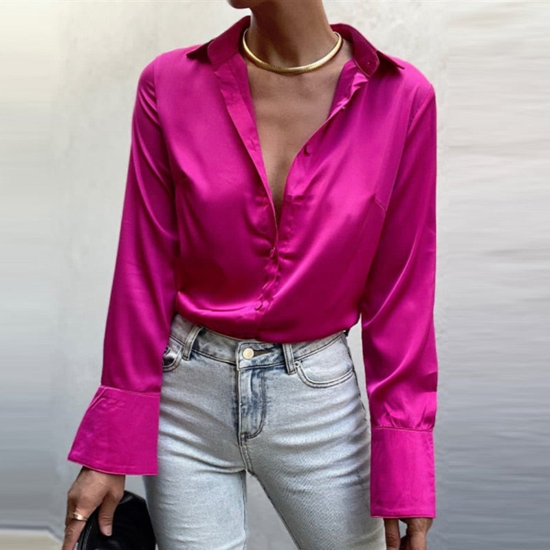 Satin Blouse Vrouwelijk Elegante Bloes voor Ieder Moment - Mode Vibes