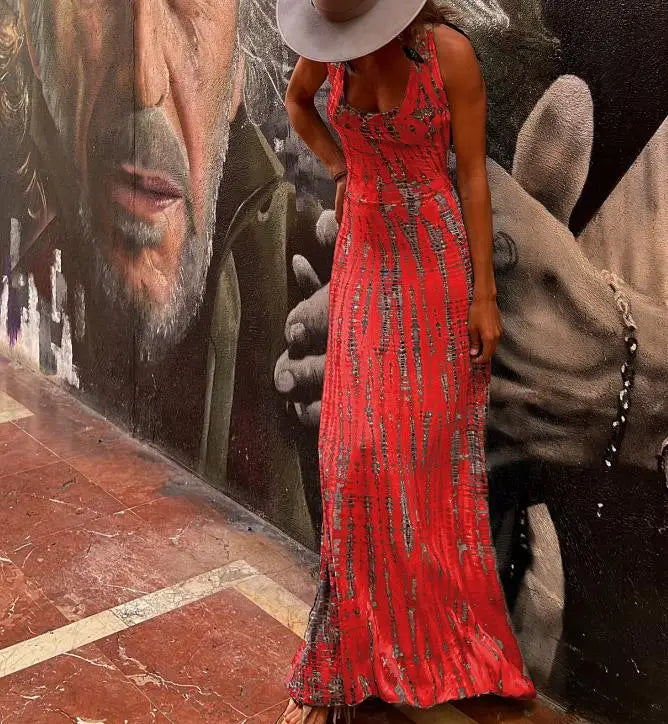 Vrouwelijke Mouwloze jurk Boho Stijl Open Rug