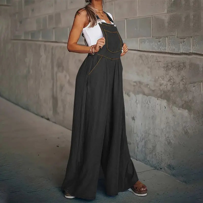Jumpsuit Denim Wijde Pijpen Comfortabel