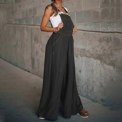 Jumpsuit Denim Wijde Pijpen Comfortabel