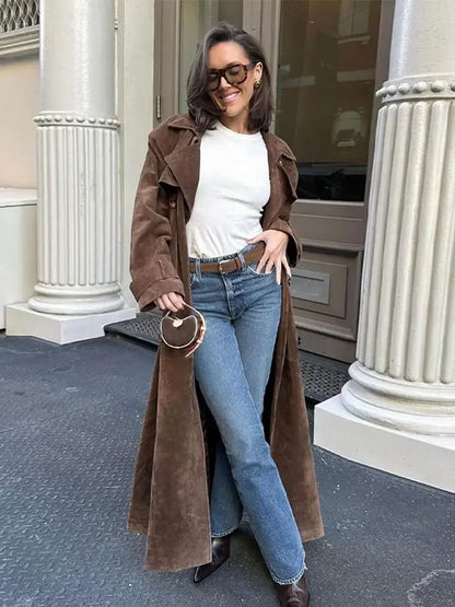 Dames Winterjas Faux Suede Warm en Stijlvol