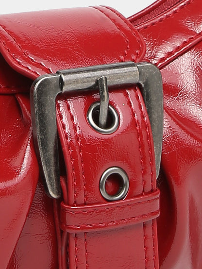 Hobo Bag van Vintage Kunstleer – Met Gesp en Verstelbare Schouderriem