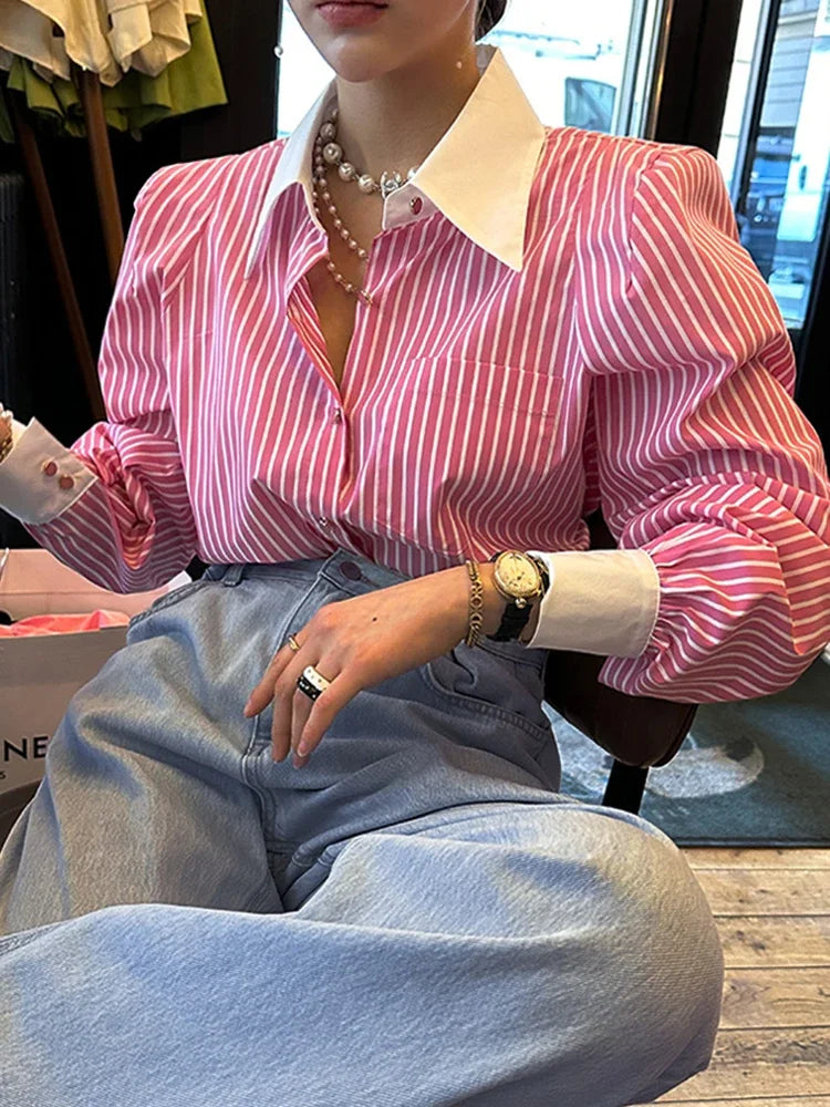 Luxe Chic Stijlvolle Streepblouse