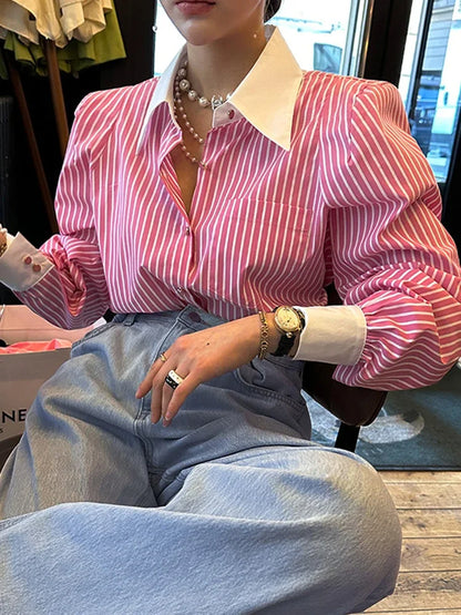 Luxe Chic Stijlvolle Streepblouse