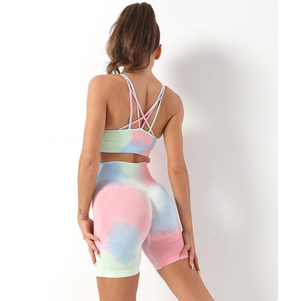 Vrouwelijke Sport Set Korte Broek Tie Dye