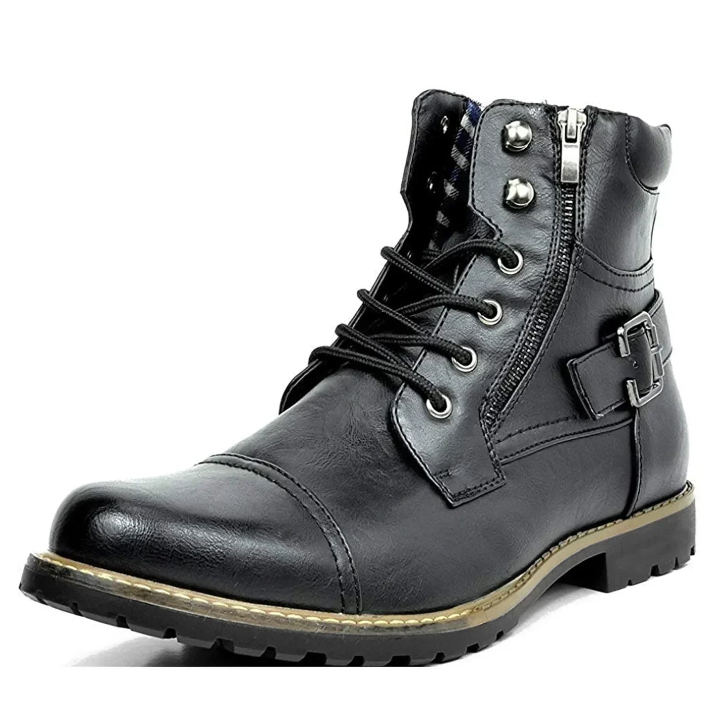 Leren Herenboots Robuust met Vetersluiting en Gesp - Mode Vibes