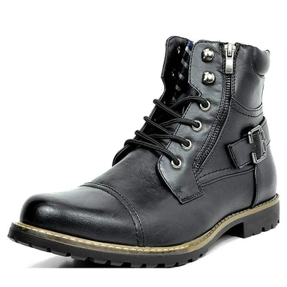 Leren Herenboots Robuust met Vetersluiting en Gesp - Mode Vibes