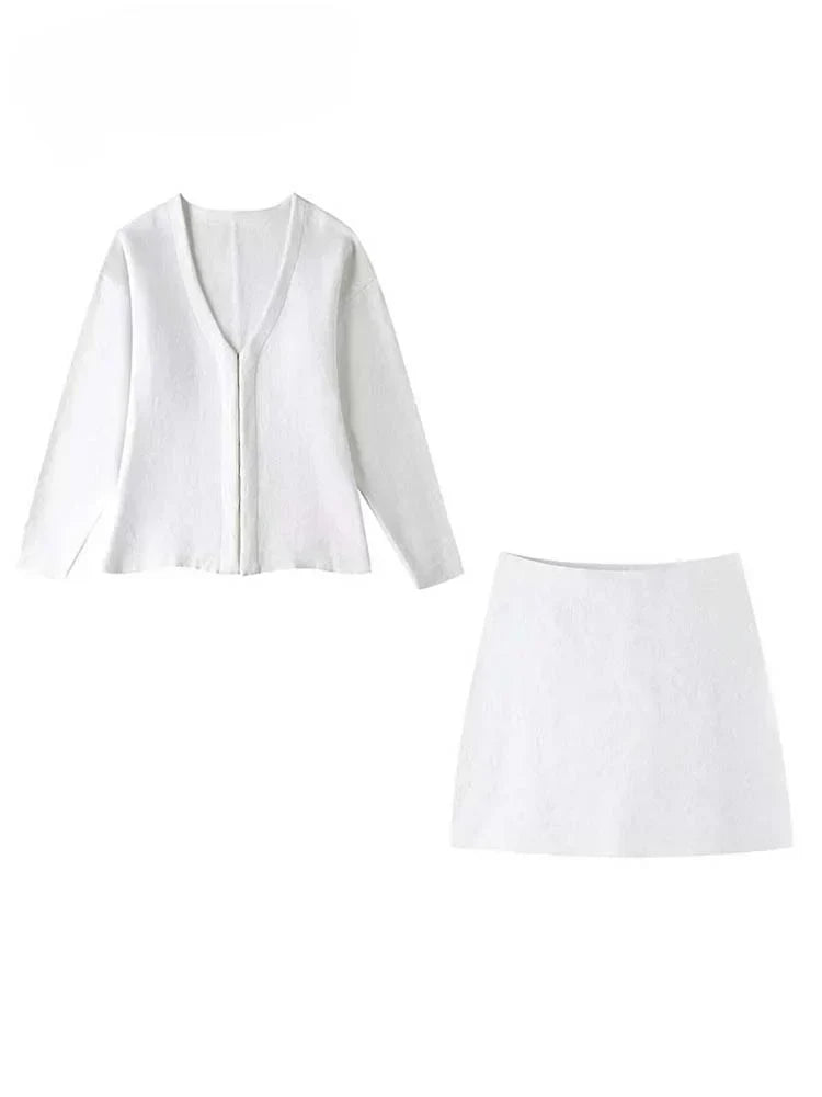 Chique Blazer Rok Set voor Vrouw Elegante Outfit