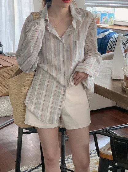 Leana | Oversized Gestreept Shirt Met Lange Mouwen