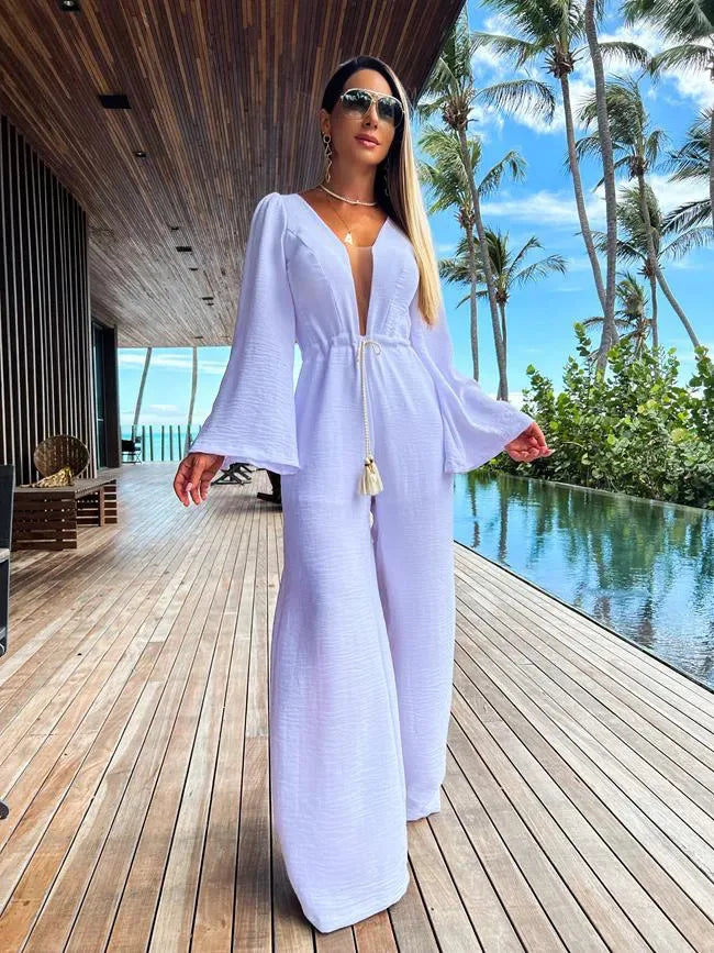 Jumpsuit Elegante Eendelig Diepe V Halslijn - Mode Vibes