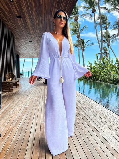 Jumpsuit Elegante Eendelig Diepe V Halslijn - Mode Vibes