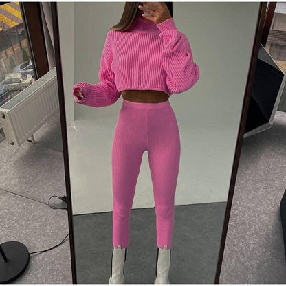 Cropped Coltrui Set Met Legging Zwart Sportief