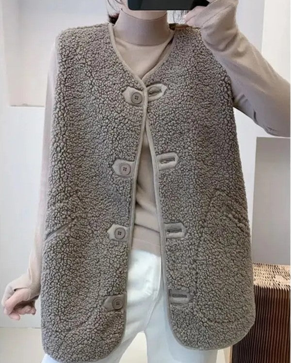 Gilet Anne Wollen Luxe Stijlvol Donkerbruin
