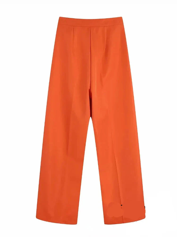Valeria | Losse vintage blazer met V-hals voor dames | Oranje