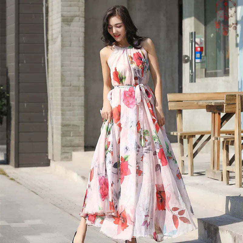 Betoverende Zonnewende Mouwloze Maxi Jurk