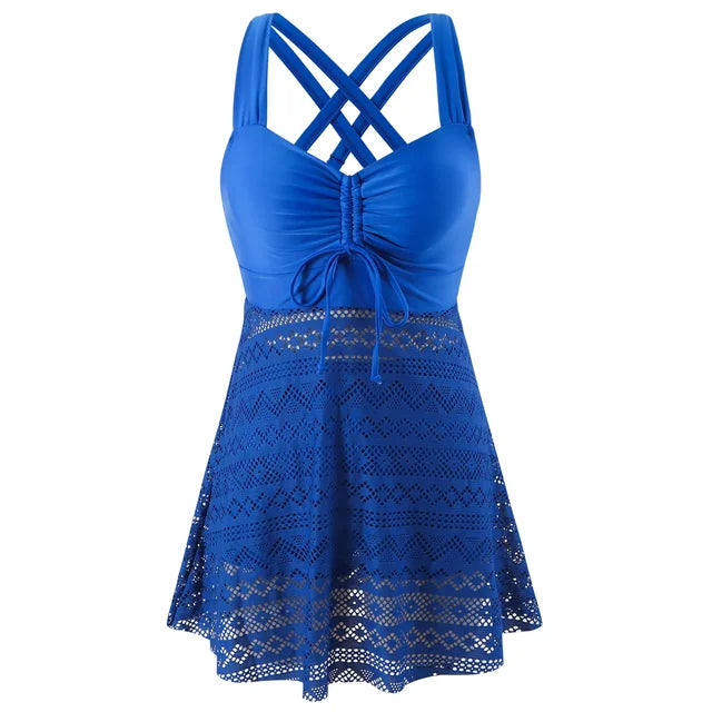 Tankini Set Dame Volledige Bedekking Comfortabele Pasvorm