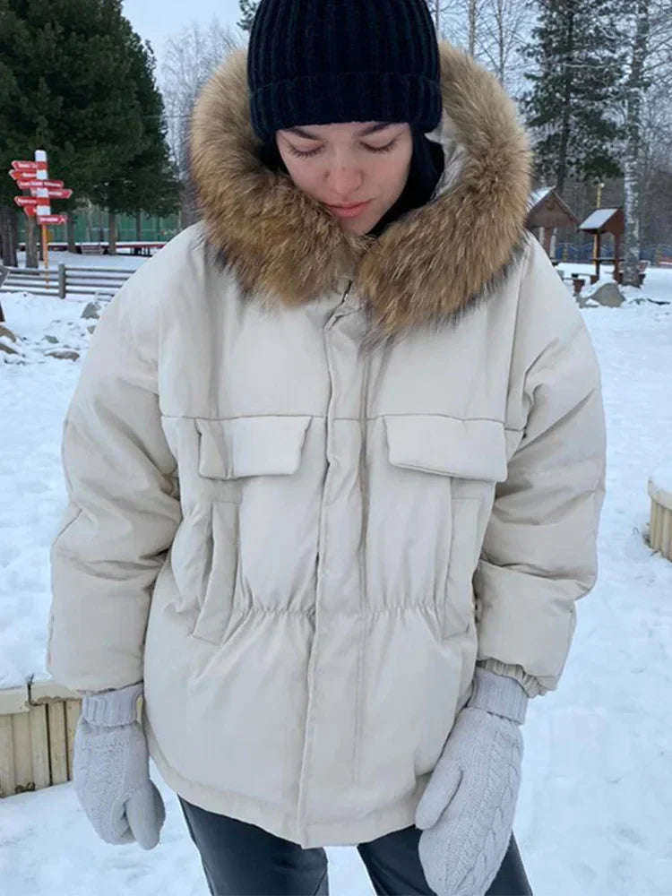 Naspeciaal Raccoon nepbontjas warm vrouwenjas
