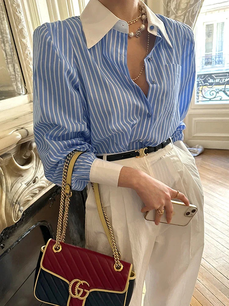 Luxe Chic Stijlvolle Streepblouse
