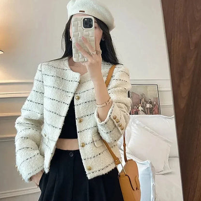 Kort Tweed Jasje Elegant voor Vrouw - Mode Vibes