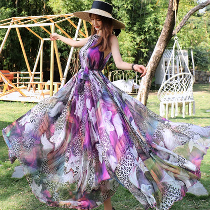 Betoverende Zonnewende Mouwloze Maxi Jurk
