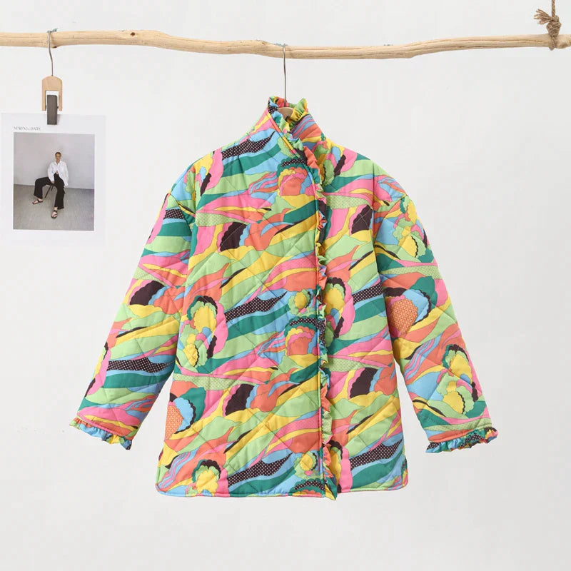 Vrouwelijke Jas Met Meerdere Prints Celeste Stijl