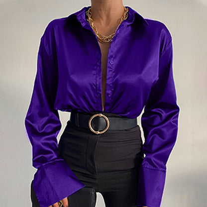 Satin Blouse Vrouwelijk Elegante Bloes voor Ieder Moment