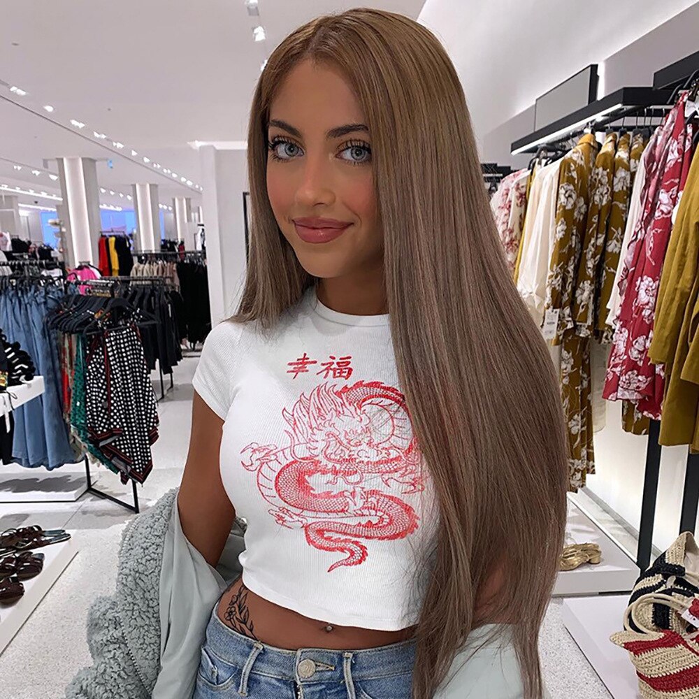 Retro Draken T-shirt Vrouw Croptop - Mode Vibes